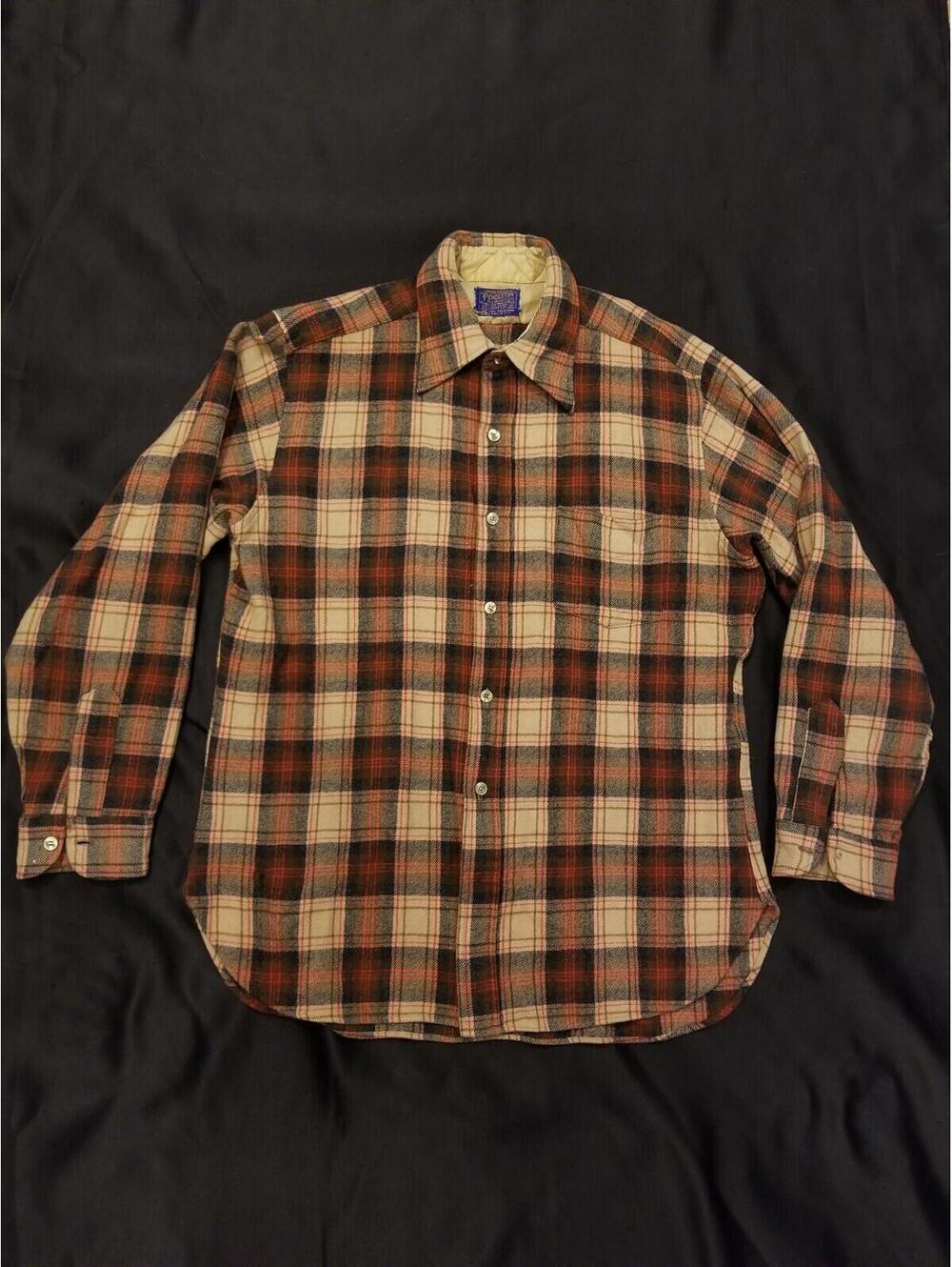 VTG Pendleton Wool Shirt Sir Pendleton Brown Red Plaid Button Up  Sz XL Vintage